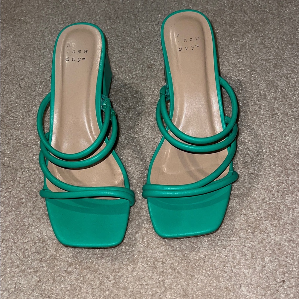 A New Day Women's Teal Strappy Heels